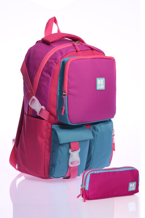 HKN 9013 GRUNDSCHULRUCKSACK MIT STIFTHALTER, SCHULTASCHE, ORTHOPÄDISCHER RUCKSACK MIT MEHRFÄCHERN, LILA - 3