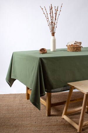 Hochwertige Khaki-Leinen-Tischdecke - 1