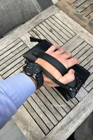 Hochwertige schwarze Hand- und Handgelenktasche für Herren - 3