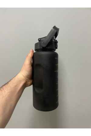 Hochwertige, schwarze, motivierende Wasserflasche, 2 l Tritan-Wasserflasche für das Fitnessstudio, BPA-freie Wasserflasche - 6