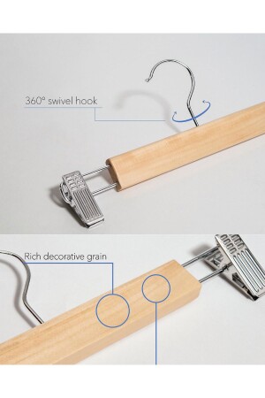 Hochwertiger Hosenbügel aus Holz mit Riegel - 4