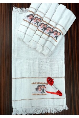 Hochzeitshandtuch, Autohandtuch, Konvoi-Handtuch, 12er-Pack mit Geschenkband, Yenigd 12301 - 6