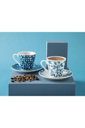 Hoja Porzellan-Set mit 2 Kaffeetassen, 80 ml, Dunkelblau, 10035666 - 1