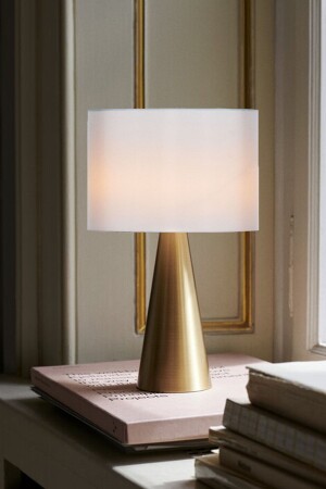 Holly Modern Huni Metal Ayaklı Kumaş Başlıklı Masa Lambası Modern Abajur - Trend Avize