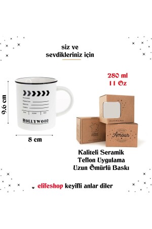 Hollywood Klaket Yönetmen Rejisör Sinema Kahve Kupası Fincan Mug Teflon Uygulama Gerçek Seramik ES59800CUPSNM - 3