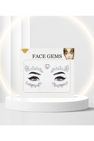 Holografik Kalpli Kendinden Yapışkanlı Kristal Yüz Taşı Face Sticker BPythc23s - 3