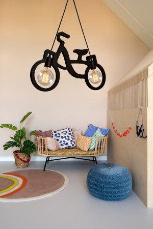 Holz Holz Fahrrad Pendelleuchte Kronleuchter Holz Luxus Rustikal Modern Dekorativ Kinderzimmer Kronleuchter Lampe BSKLTAVZNTR - 3