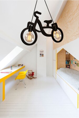 Holz Holz Fahrrad Pendelleuchte Kronleuchter Holz Luxus Rustikal Modern Dekorativ Kinderzimmer Kronleuchter Lampe BSKLTAVZNTR - 5