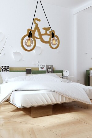 Holz Holz Fahrrad Pendelleuchte Kronleuchter Holz Luxus Rustikal Modern Dekorativ Mädchenzimmer Kronleuchter NTRLBSKL1 - 2