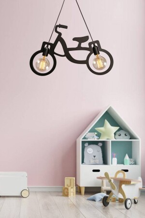 Holz Holz schwarz Fahrrad Pendelleuchte Kronleuchter Holz Luxus rustikale moderne dekorative Lampe Kinderzimmer Kronleuchter - 5