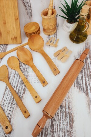 Holz-Küchenlöffel-Set, Roller, 24-teilig, Löffel aus Buchen-, Buchsbaum- und Bambusholz, SR016 - 5