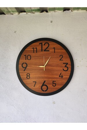 Holz-Walnuss-Möbelfarbe, einfarbig, nummeriert, Geschenk, geräuschlose Wanduhr, 50 cm - 5