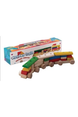 Holz-Zug-Puzzle, geometrisch geformt, buntes Konzept-Spielzeug TOY-0018 - 1