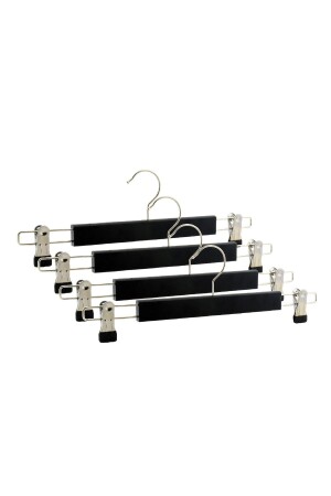 Holzbügel mit Riegel, Hosenrockbügel, schwarze Farbe, 8 Stück, 8131/B SYH 12 - 1