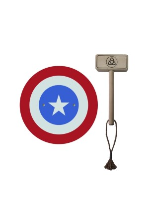 Hölzernes Captain America-Schild und hölzerner Tor (Thor)-Hammer eticset85 - 1