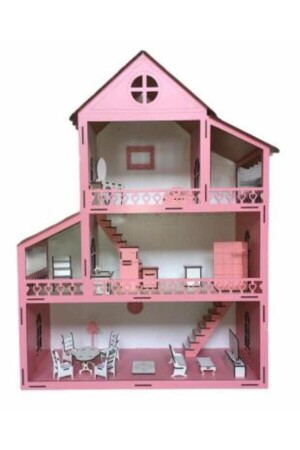 Hölzernes Spielhaus-Puppenhaus mit feenhaftem LED-Geschenk - 6