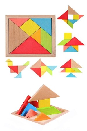 Hölzernes Tangram-Intelligenzentwicklungs-Lernspielzeug, Mini-Größe 7 x 7 cm - 3