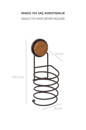 Holzgemusterter Magic Fix Magic selbstklebender schwarzer Haartrockner-Aufhänger MGS-710W - 3