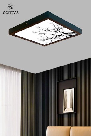 Holzgerahmte Decken-LED-Panel-Beleuchtung, 60 x 60 cm, Kronleuchter, Wohnzimmer, Schlafzimmer, Küche, 6500 K weißes Licht qwe123123 - 4