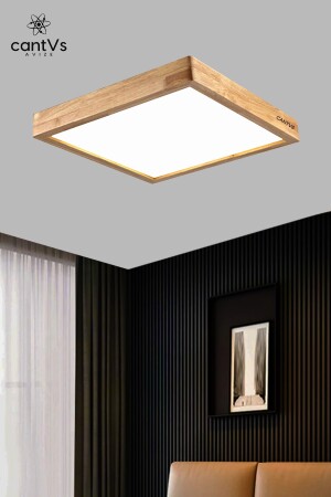 Holzgerahmte Decken-LED-Panel-Beleuchtung, 60 x 60 cm, Kronleuchter, Wohnzimmer, Schlafzimmer, Küche, 6500 K weißes Licht TR199374 - 3