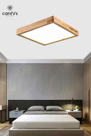 Holzgerahmte Decken-LED-Panel-Beleuchtung, 60 x 60 cm, Kronleuchter, Wohnzimmer, Schlafzimmer, Küche, 6500 K weißes Licht TR199374 - 4