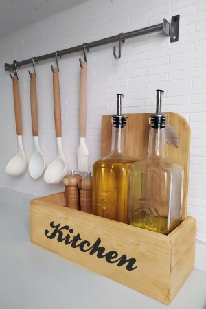 Holzkisten-Organizer – Küchen-Organizer – dekorative Box – Küchenregal – Öltopf-Box Nr. Küche - 1