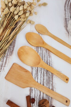 Holzlöffel-Set aus Holz mit Ständer, Präsentationslöffel-Set für Lebensmittelservice, Holzlöffelhalter (5 Stück) SR011 - 7