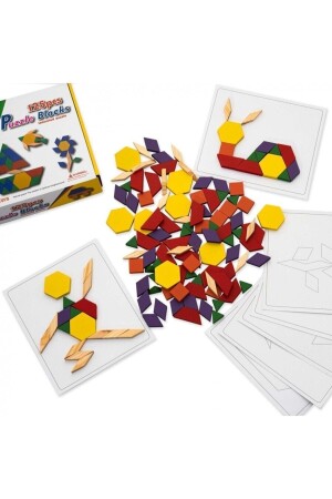 Holzspielzeug 125-teiliges pädagogisches Tangram-Puzzleblock-Set aus Holz TOY012 - 6