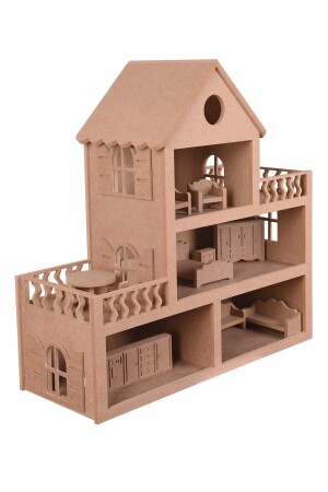 Holzspielzeug-Barbie-Haus + Holzminiatur-Spielzeugmöbel-Set - 3