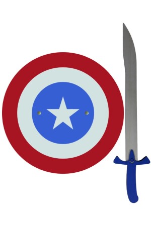 Holzspielzeug-Set mit 2 Captain America-Schild und blauem Schwert ETİCSET031 - 1