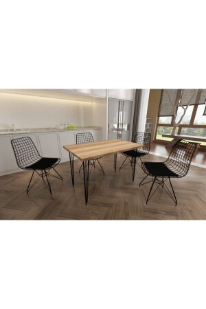 Holztisch mit 4 Stühlen und Esszimmergarnitur, Tischset02 - 3