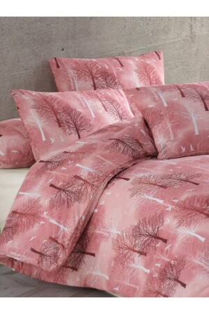 Home Burgundy Tree Pattern Single Luxury Cotton Duvet Cover Set BRDNVRSMSTTK - 7