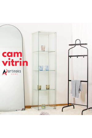 Home Cam Vitrin Gümüşlük Büfe Kitaplık Camlı Koleksiyon Vitrini -detolf Cam Vitrin DM011 - 5