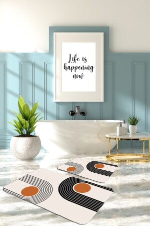 Home Design Dekoratif 2'li Banyo Paspası Kaymaz Taban Yıkanabilir Klozet Takımı - 2