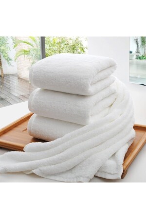 Home Luxury 100 % Baumwolle, weißes Hand- und Gesichtstuch, 50 x 90 cm, 3er-Set TOWEL001 - 1