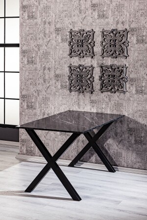 Home Maxima Mermer Desenli - Venüs Sandalye Mutfak Masa Takımı - Siyah - 2