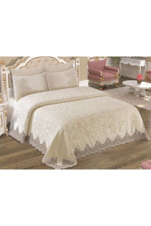 Homechic Französisches Spitzendecken-Set Double Lacy Cream - 1