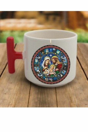 (منز) - سنة جديدة، عيد الميلاد، العذراء مريم يسوع تصميم كوب شاي مزدوج اللاتة نيسكاف - Homestorebotique