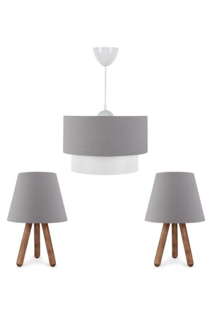 مـنـز-هدية الفن مصباح معلق معطططات ومصباح ساق خشبي ظل الأنتراكيت الأنسجة ثلاثي الشنابل الموضة غرفة النوم غرفة - HOMİNG