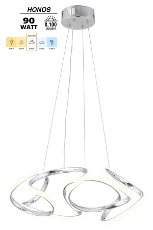 Honos Chrom moderne Pendelleuchte, weißes Licht, LED-Kronleuchter, Wohnzimmer, Küche, Zimmer, LED-Kronleuchter - 3