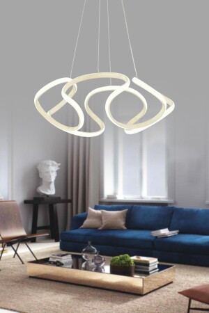 Honos Cremefarbene moderne Pendelleuchte, LED-Kronleuchter, Wohnzimmer, Küche, Zimmer, LED-Kronleuchter - 1