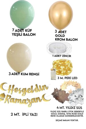 Hoşgeldin Ramazan Gold Yazı Ledli Zincir Balon Seti 11 Ayın Sultanı Ramazan Bayramı Oda Süsleme Seti - 3