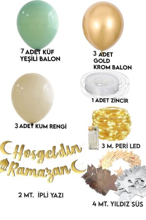 Hoşgeldin Ramazan Gold Yazı Ledli Zincir Balon Seti 11 Ayın Sultanı Ramazan Bayramı Oda Süsleme Seti - 8