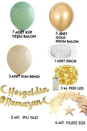 Hoşgeldin Ramazan Gold Yazı Ledli Zincir Balon Seti 11 Ayın Sultanı Ramazan Bayramı Oda Süsleme Seti eugg55ffr43 - 4