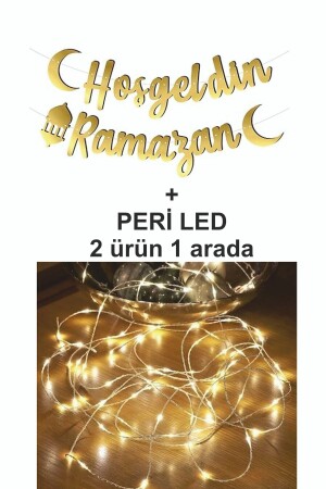 Hoşgeldin Ramazan Yazı Gold Kaligrafi Ledli Oda Süsleme Peri Led - 3