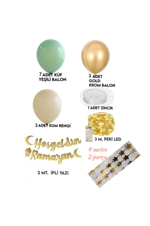 Hoşgeldin Ramazan Yazılı 17 Parça Süsleme Seti 11 Ayın Sultanı Bayramı Led Işıklı Yazı Balon Zincir HDRMSETKP10 - 4