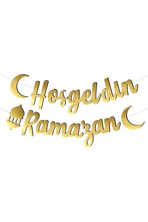 مرحبا بكم في رمضان المبارك خط الخط الأوراق الذهبية 200x30 سم رمضان عيد الذهب لون الذهب الزينة جميع الأعمار - Huzur Party Store