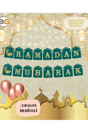 Hoşgeldin Ramazan Yazısı Ramazan Bayramı Duvar Süsü Banner Ramadan Mubarak Balon Hediyeli - 1