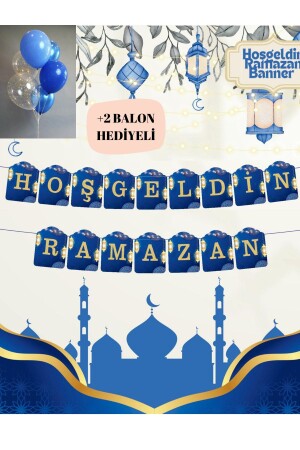 Hoşgeldin Ramazan Yazısı Ramazan Bayramı Tavan Süsü Banner Balon Hediyeli - 1