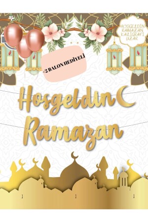 Hoşgeldin Ramazan Yazısı Ramazan Bayramı Tavan Süsü Banner Balon Hediyeli - 1